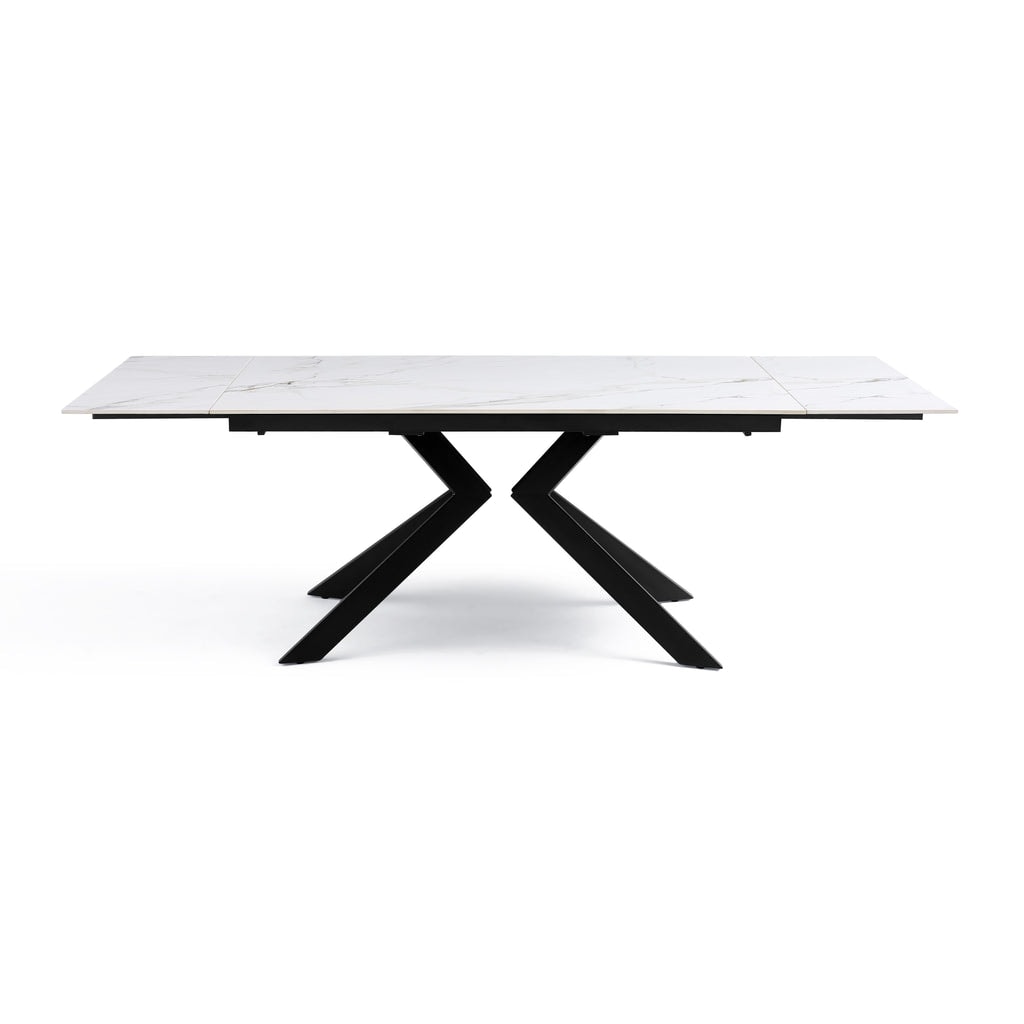 Stół Do Jadalni Ceramiczny 160-240x90 Marmur Nogi Metalowe Czarne DT-24901, Biały