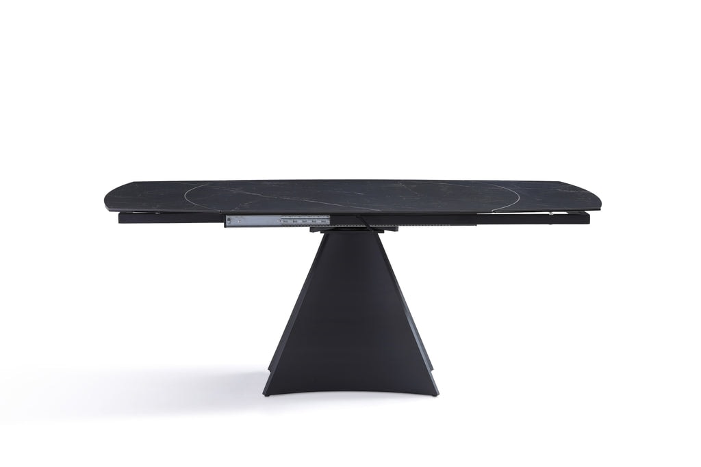 Stół Do Jadalni Ceramiczny 130-190x90 Marmur Nogi Metalowe Czarne Bellagio, Czarny