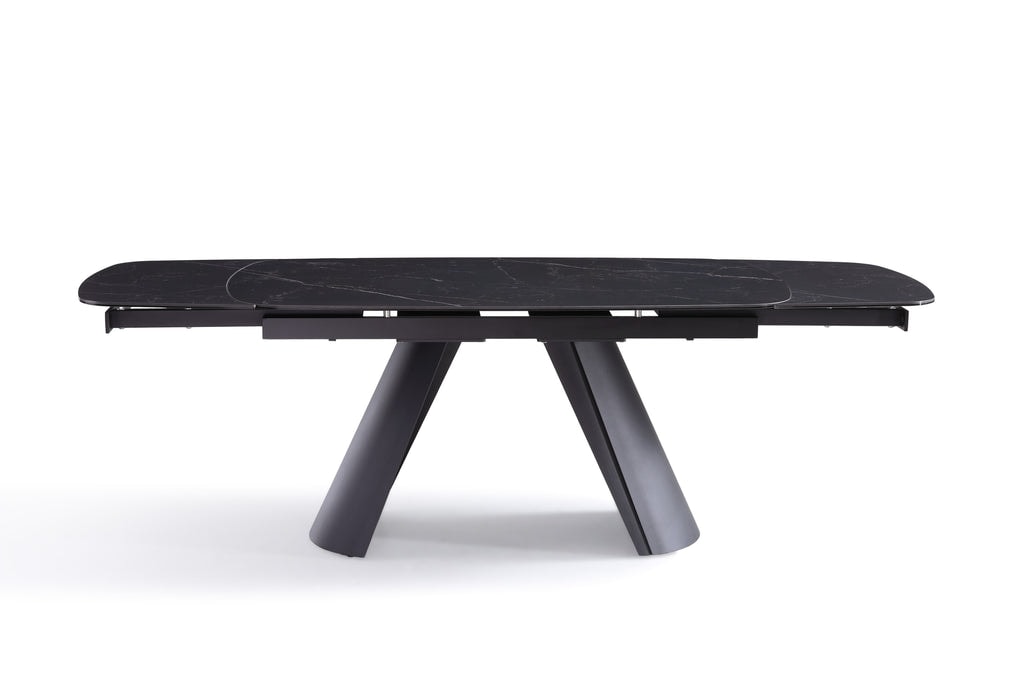 Stół Do Jadalni Ceramiczny 160-240x90 Marmur Nogi Metalowe Czarne Cinque, Czarny