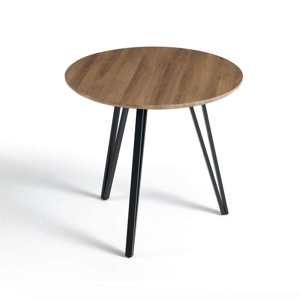 Stół Do Jadalni Okrągły Ø80cm Loft Kolor Drewna Nogi Stalowe Proszkowe HT-15, Dąb Ciepły