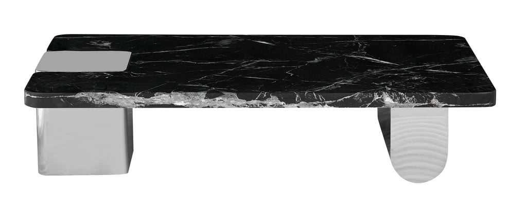 Stolik Kawowy Prostokątny Marmur Naturalny 140x80 Nogi Inox Unity, Czarny