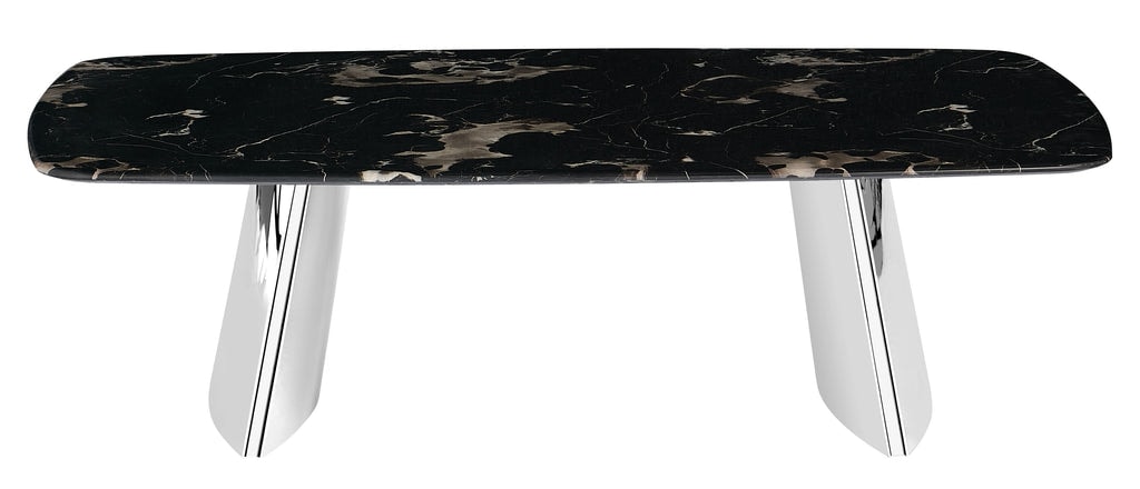 Stolik Kawowy Prostokątny Marmur Naturalny 130x80 Nogi Inox Munich, Czarny