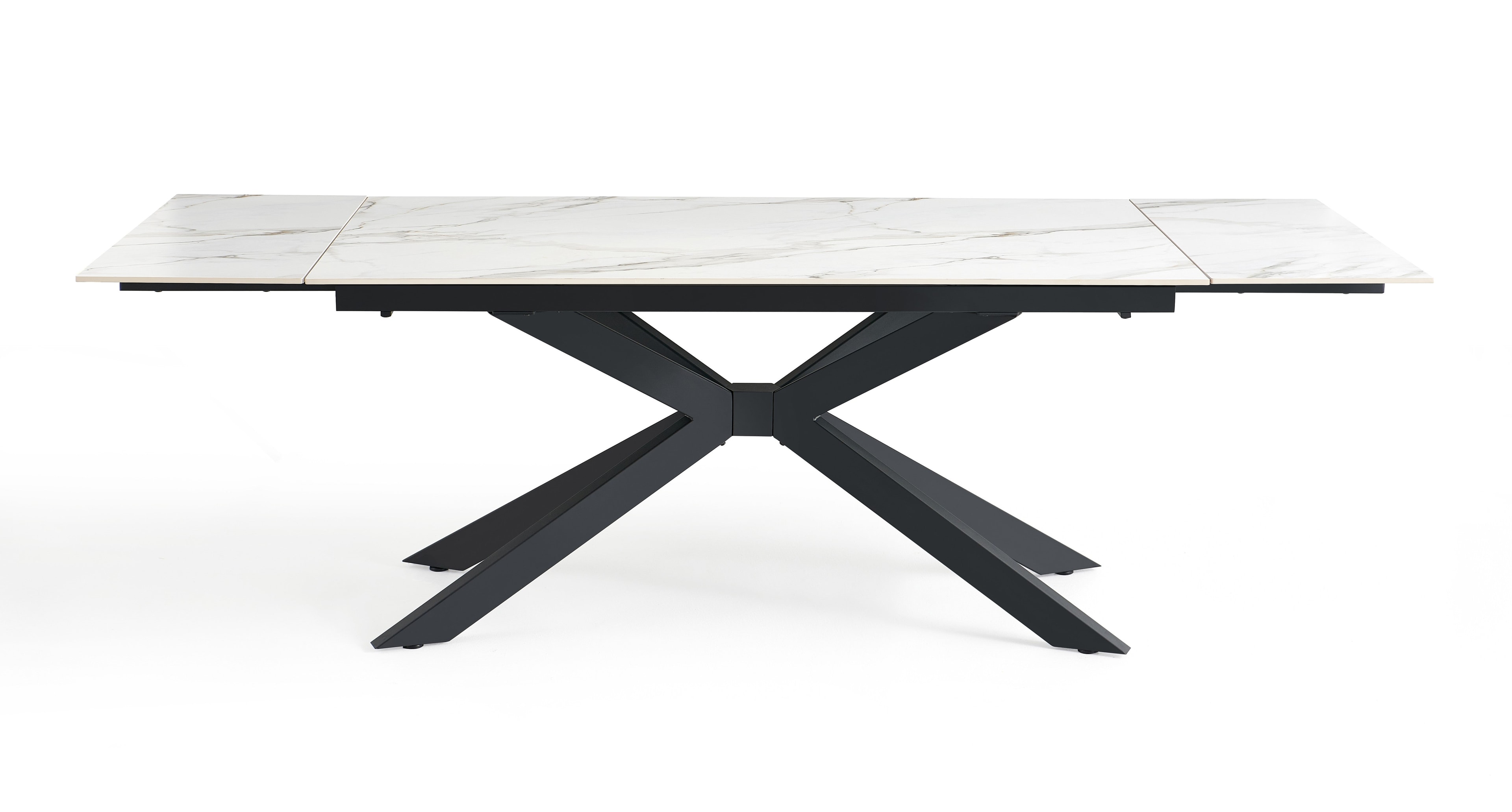 Stół Do Jadalni Ceramiczny Rozkładany 160-240x90 cm Marmur Czarna Podstawa DT-6006, Biały