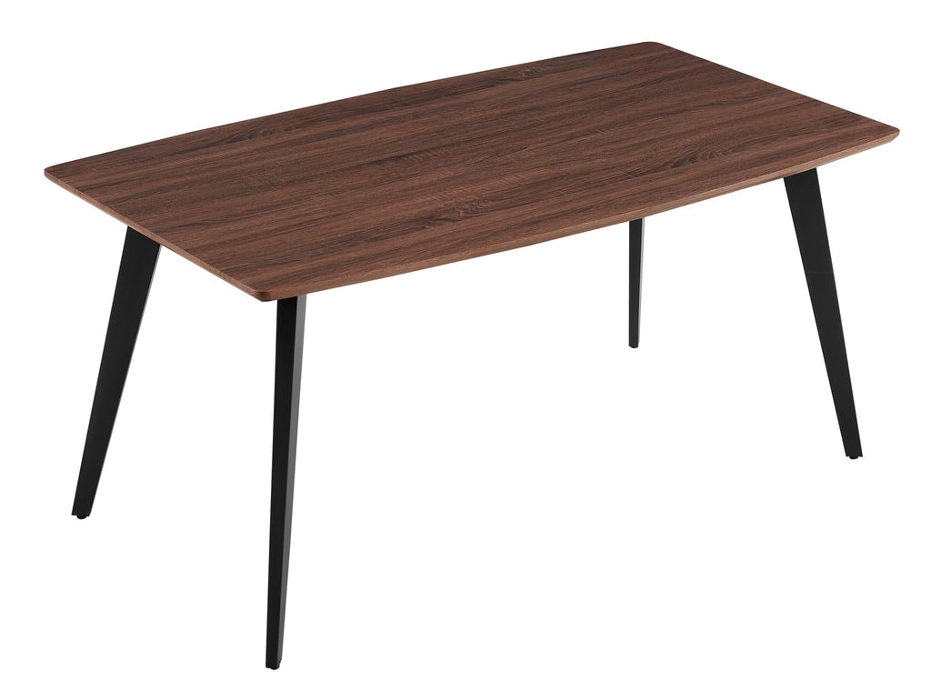 Stół Do Jadalni Prostokątny Drewniany Nogi Metalowe Czarne HT-02, Orzech Brązowy / 160cm