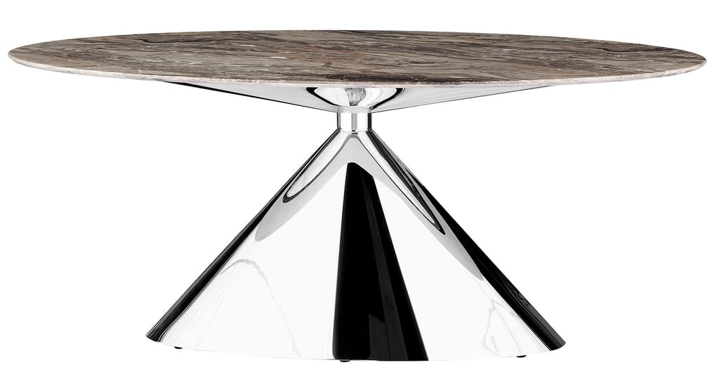 Stół Do Jadalni Owalny Kamień Naturalny Marmur Nogi Inox Soft, Brązowy / 180x90cm