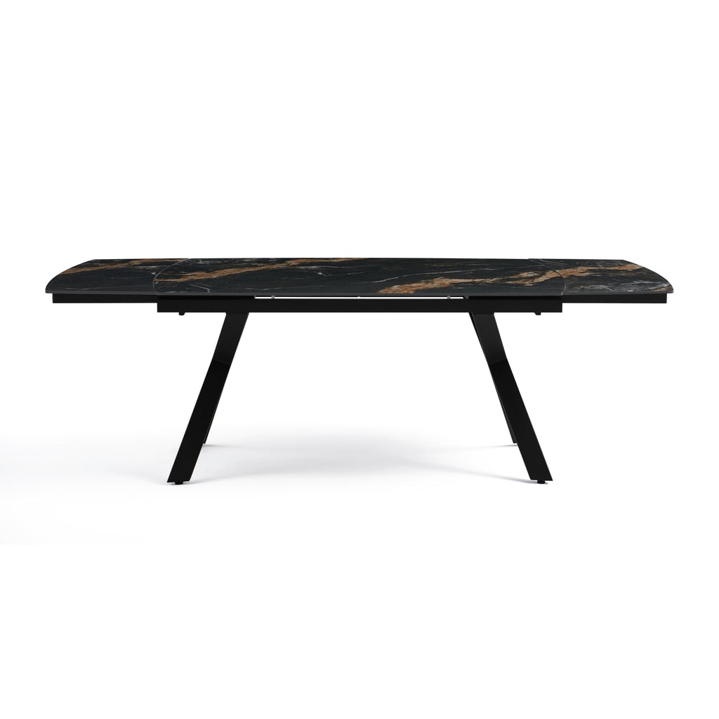Stół Do Jadalni Ceramiczny 160-240x90 Marmur Nogi Stalowe Czarne Nova, Czarny