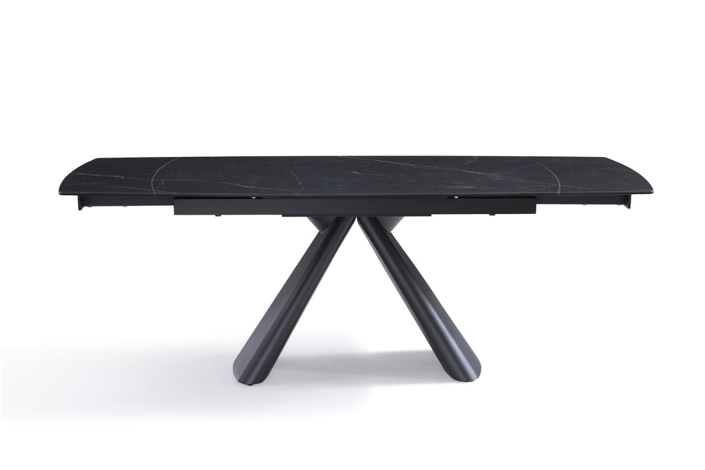 Stół Do Jadalni Ceramiczny Marmur Nogi Stalowe Czarne Clarity, Czarny / 140cm