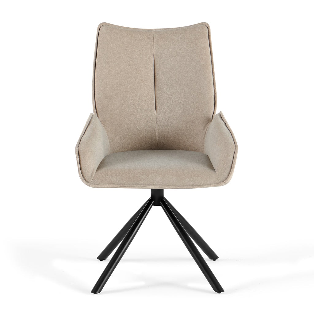 Krzesło Do Jadalni Obrotowe Tapicerowane Nogi Stal Cashmere, Beżowy