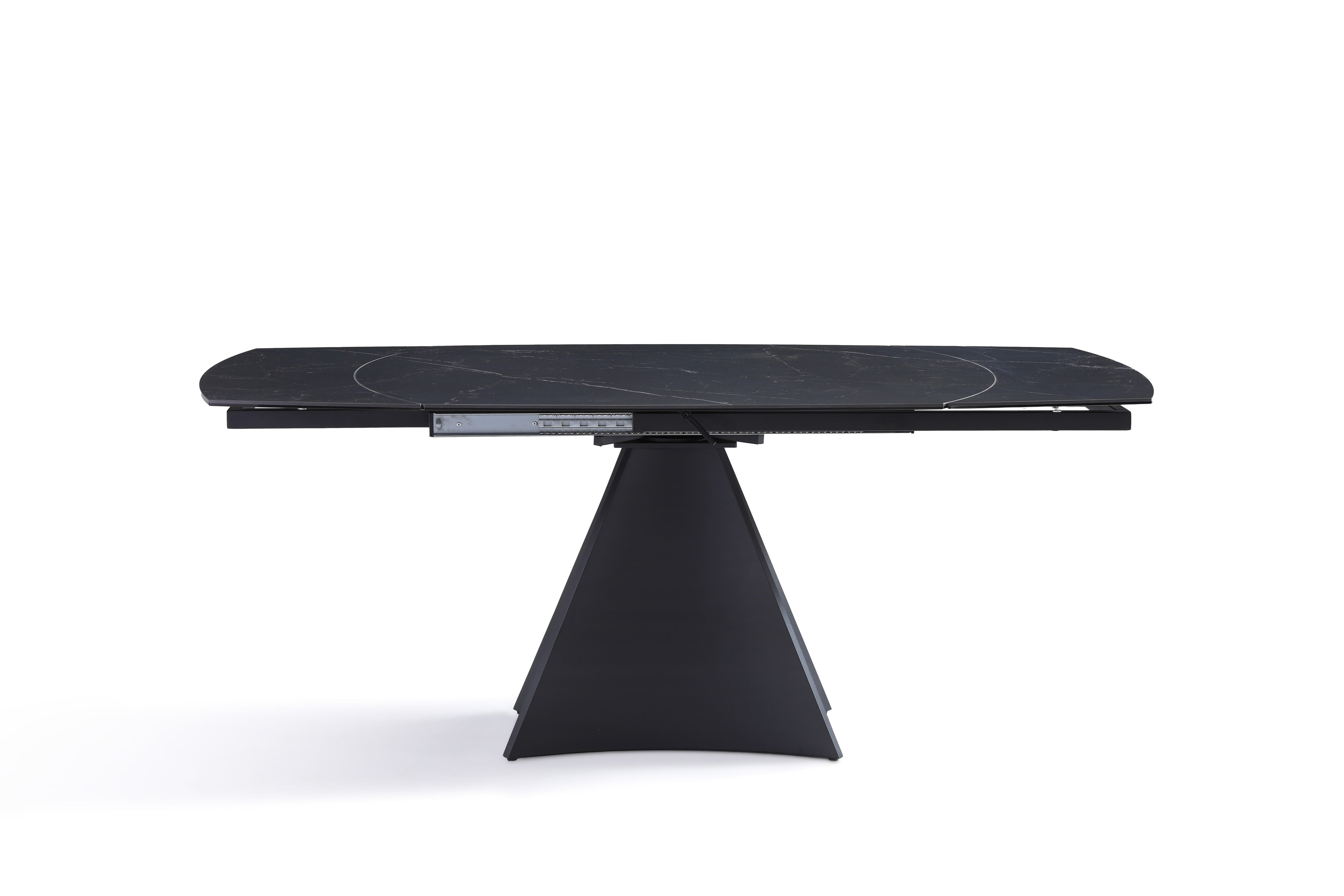 Stół Do Jadalni Ceramiczny 130-190x90 Marmur Nogi Metalowe Czarne Bellagio, Czarny