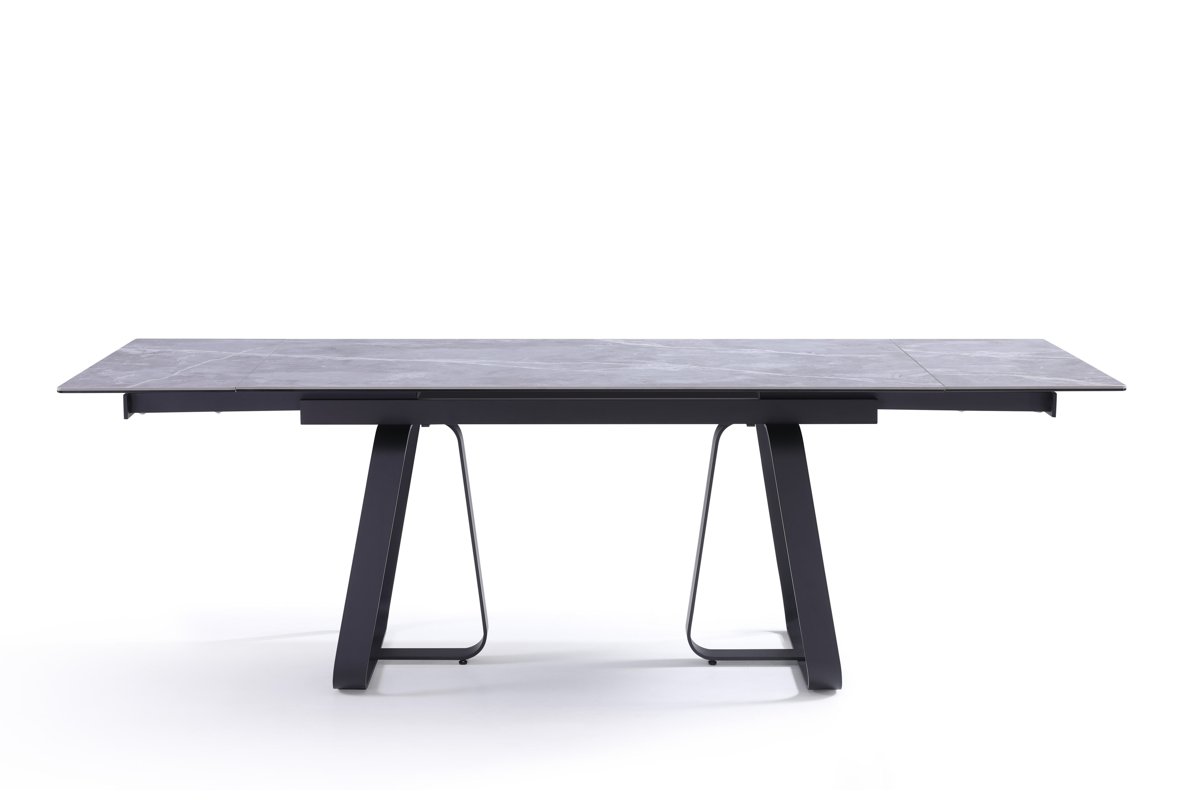 Stół Do Jadalni Ceramiczny 160–240x90 Marmur Nogi Stalowe Czarne Lerici, Szary