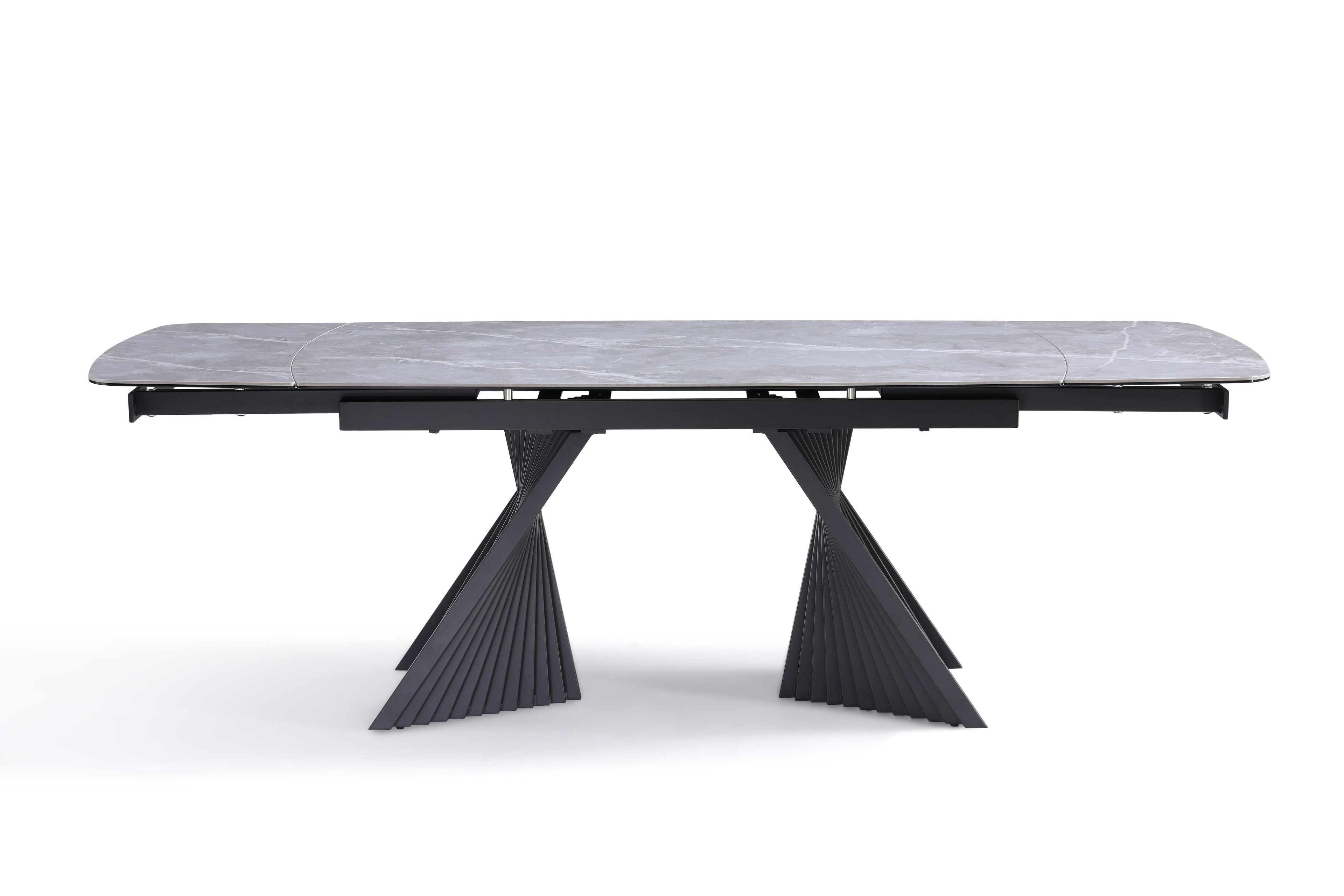 Stół Do Jadalni Ceramiczny 160–240x90 Marmur Nogi Metalowe Czarne Procida, Szary