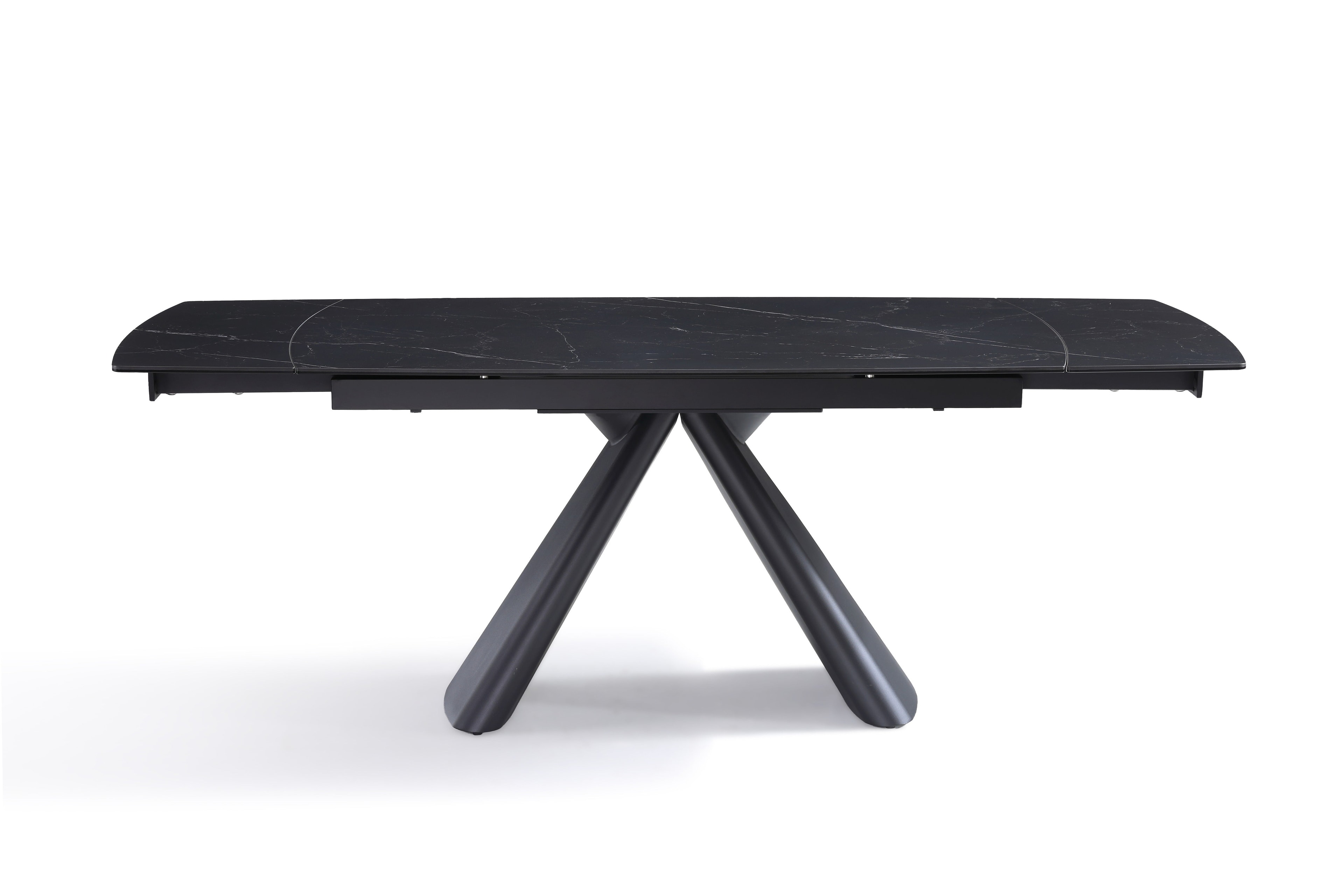 Stół Do Jadalni Ceramiczny Marmur Nogi Stalowe Czarne Clarity, Czarny / 140cm