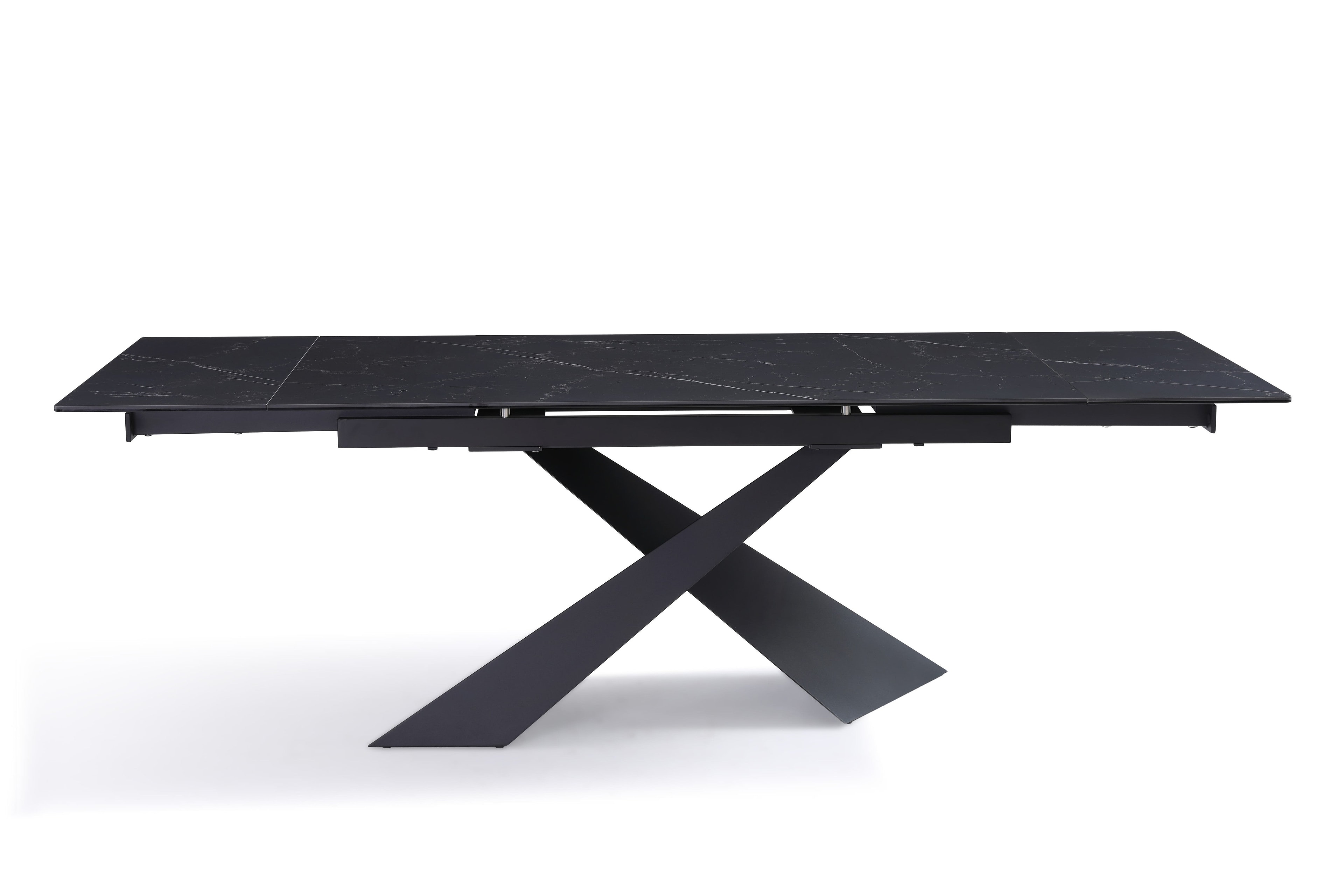 Stół Do Jadalni Ceramiczny 160–240x90 Marmur Nogi Metalowe Czarne Chiavari, Czarny