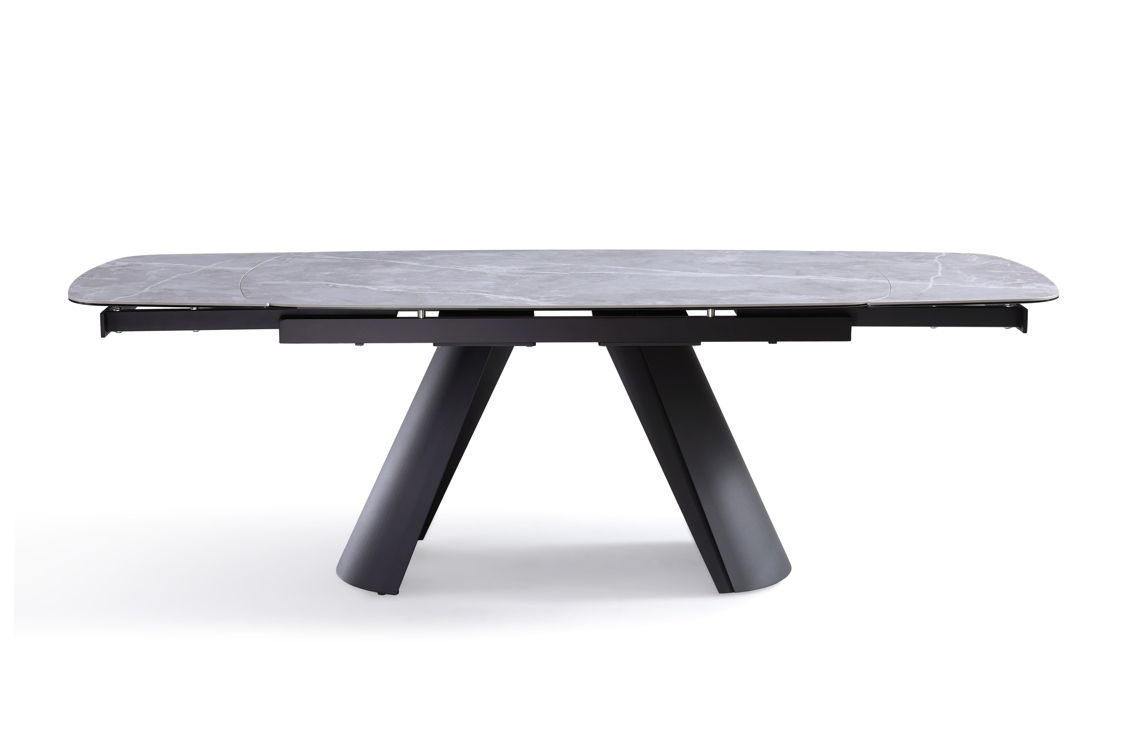 Stół Do Jadalni Ceramiczny 160–240x90 Marmur Nogi Metalowe Czarne Cinque, Szary