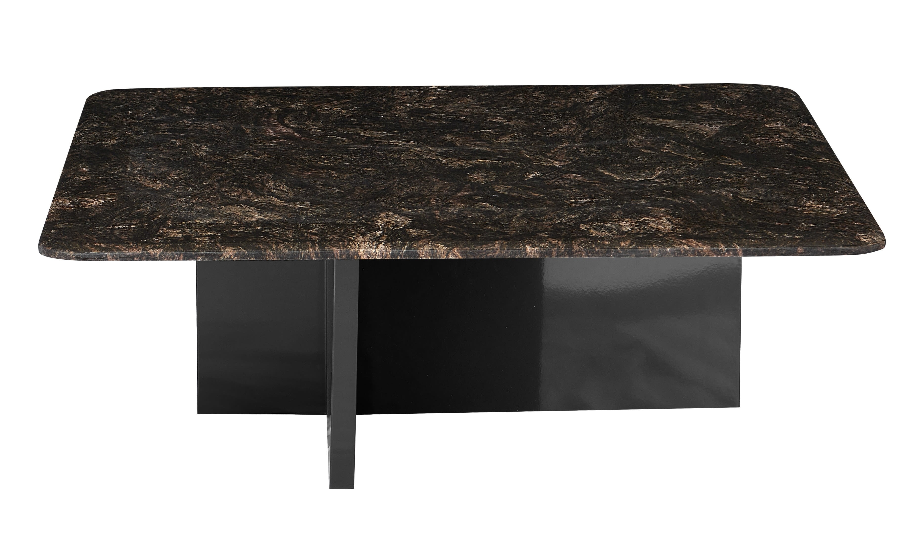 Stolik Kawowy Kwadratowy Marmur Naturalny 100x100 Nogi Stalowe Horizon, Czarny