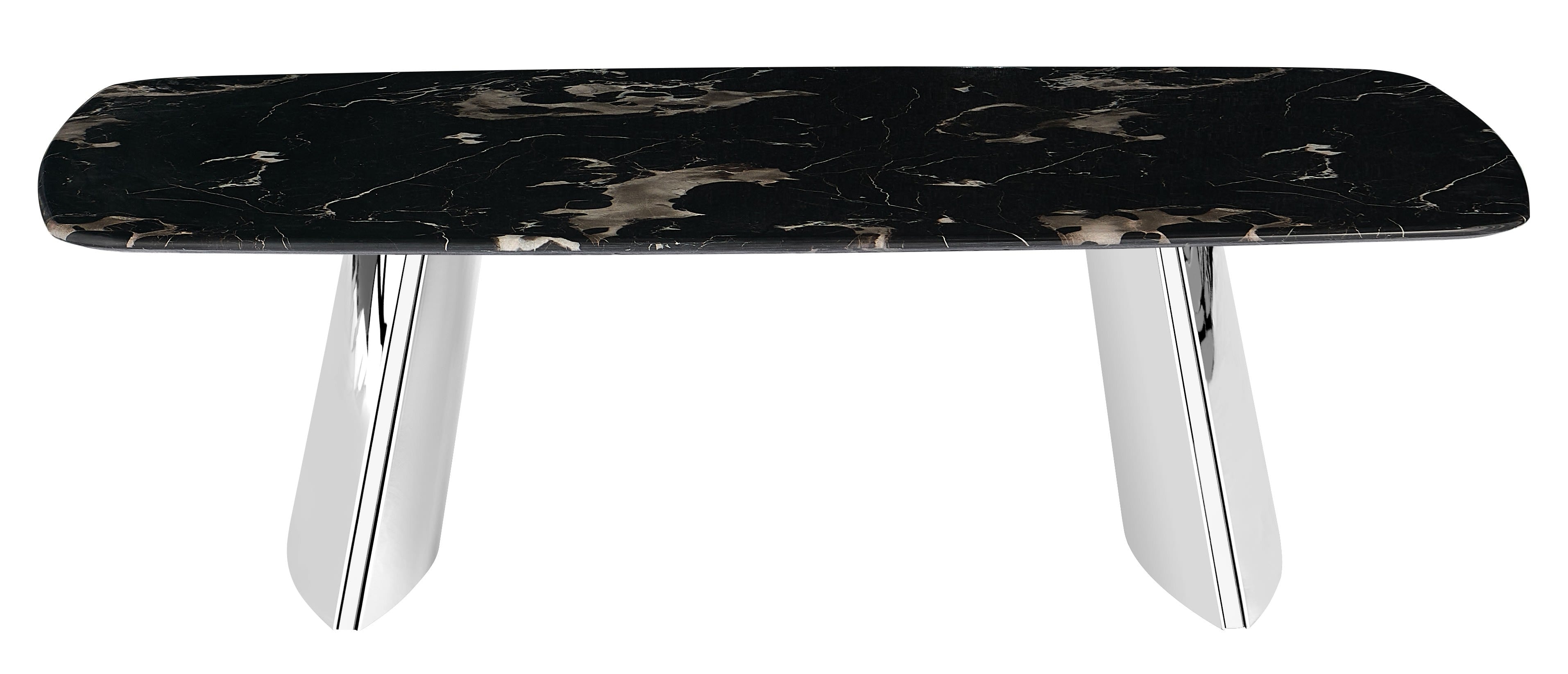 Stolik Kawowy Prostokątny Marmur Naturalny 130x80 Nogi Inox Munich, Czarny