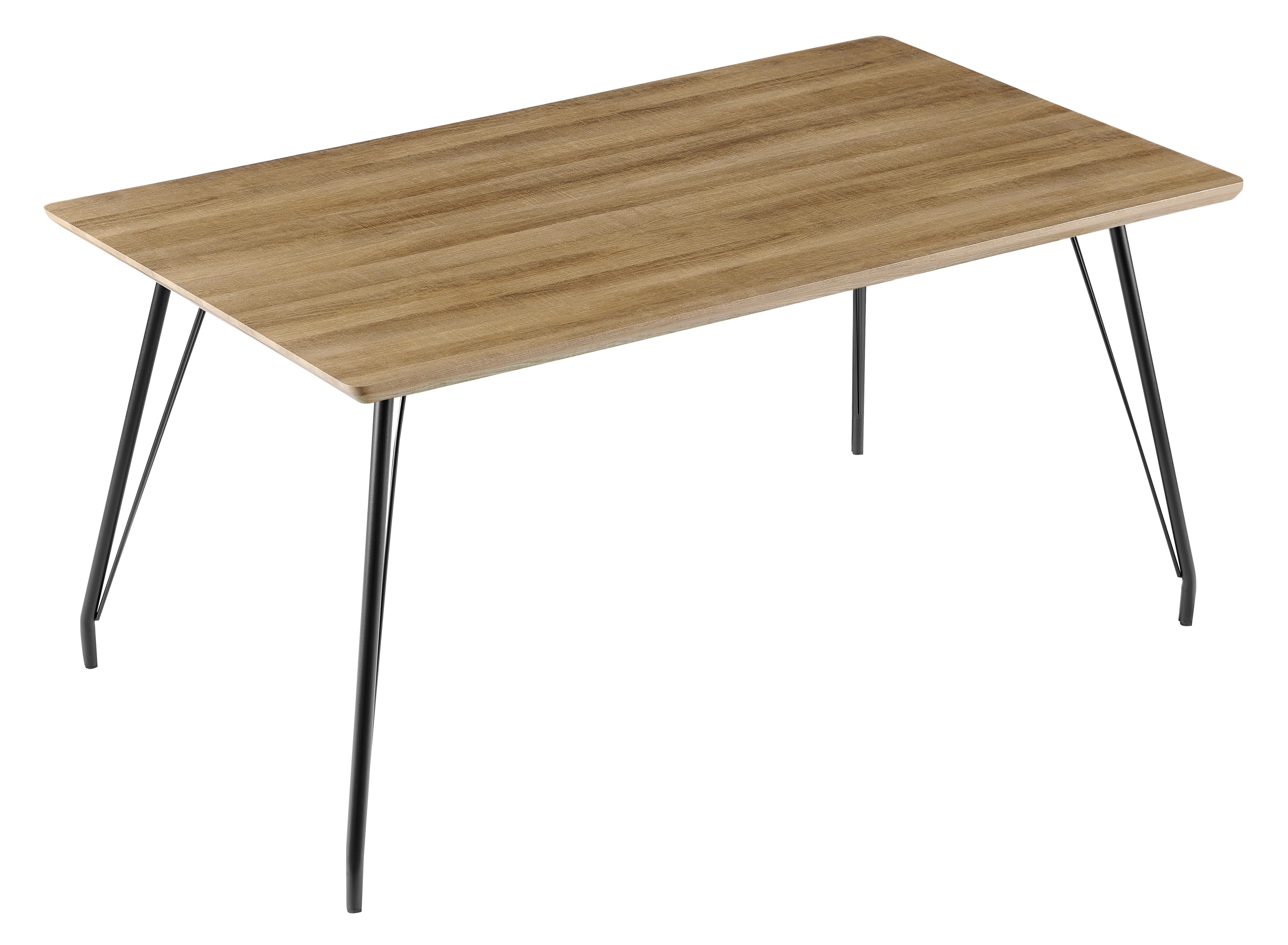 Stół Do Jadalni Prostokątny Drewniany Nogi Metalowe Czarne HT-03, Dąb Ciepły / 120cm