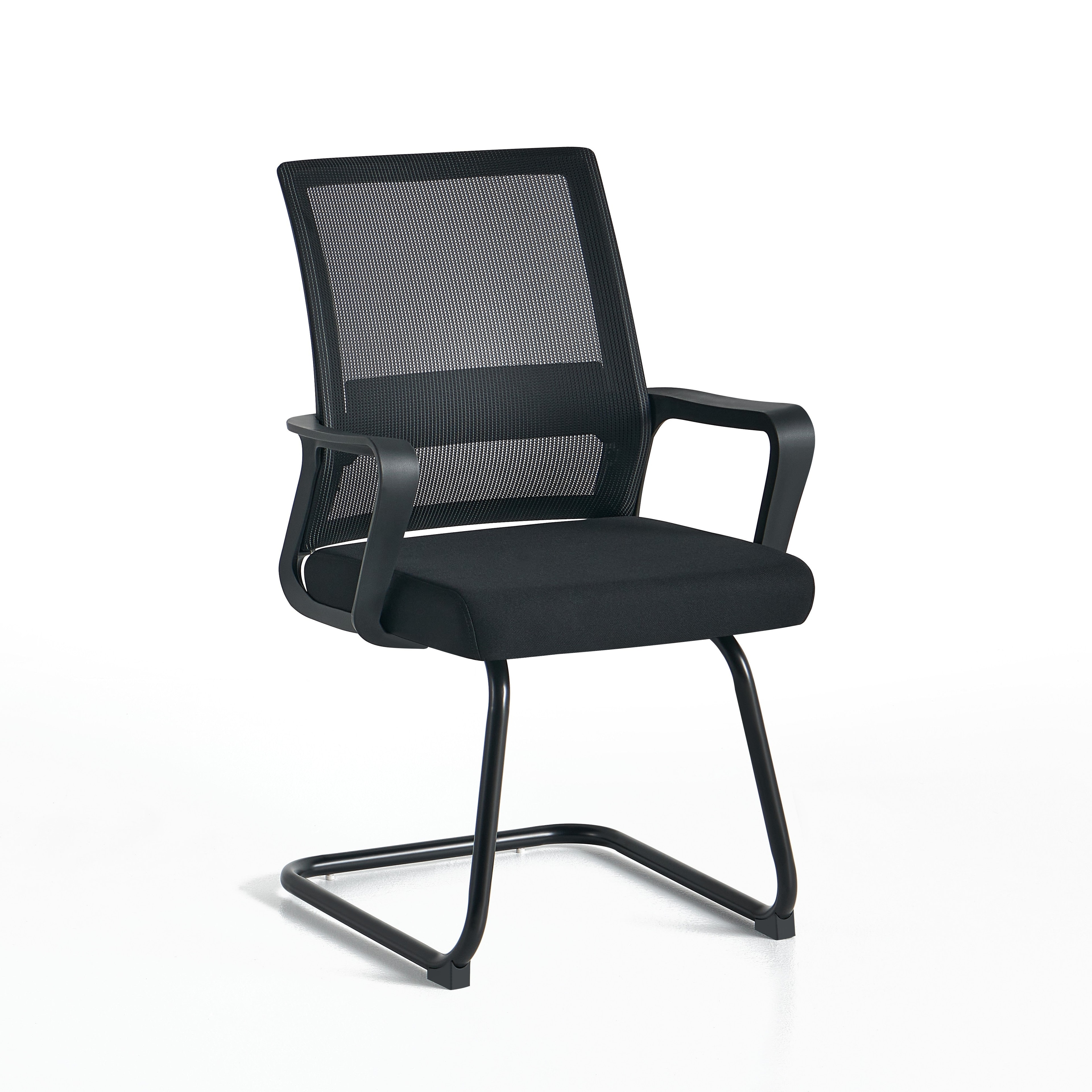 Krzesło Konferencyjne Biurowe Ergonomiczne Czarne Siatka Mesh Metal 287, Czarny