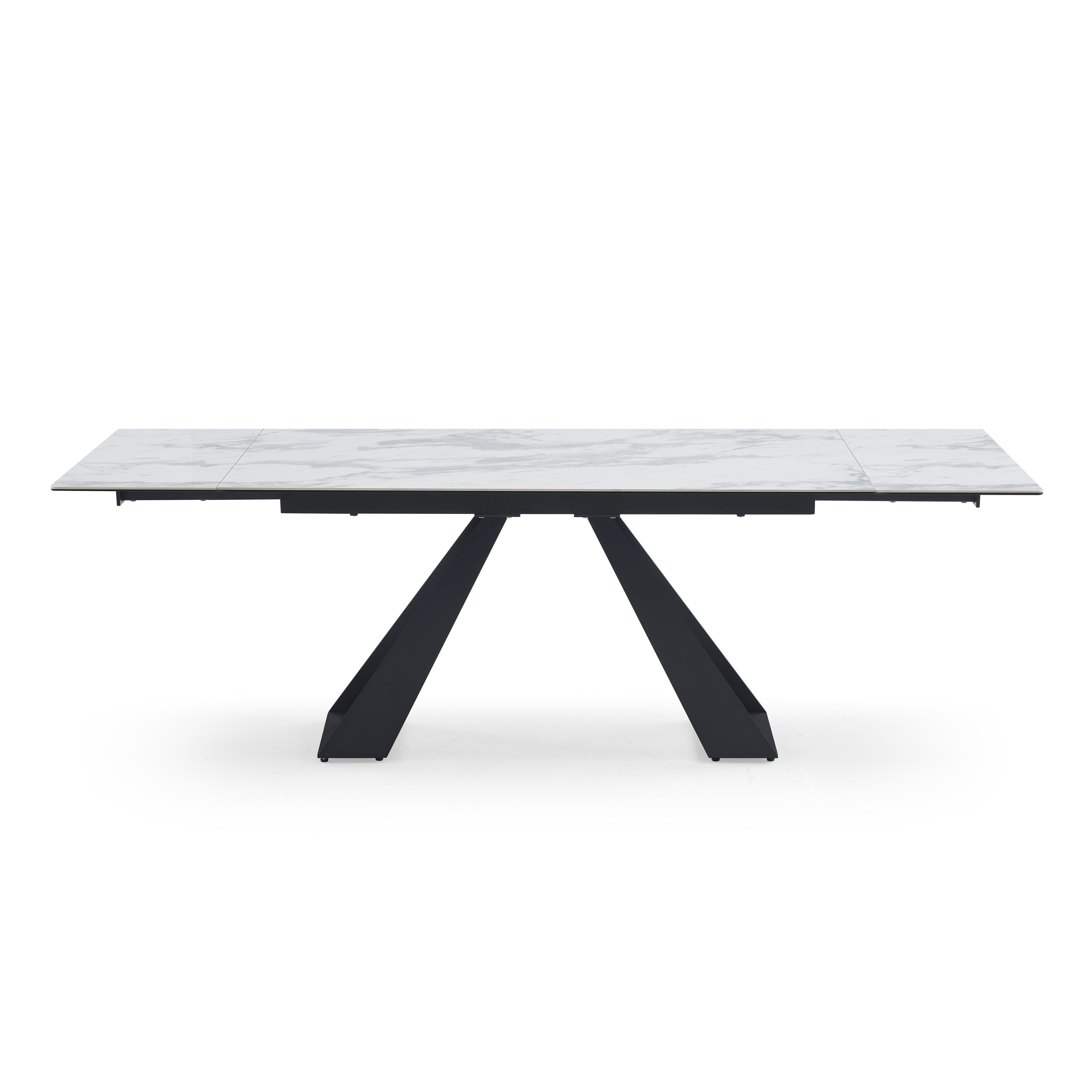 Stół Do Jadalni Ceramiczny Marmur 160-240x90 Stalowe Nogi Stelaż, Biały